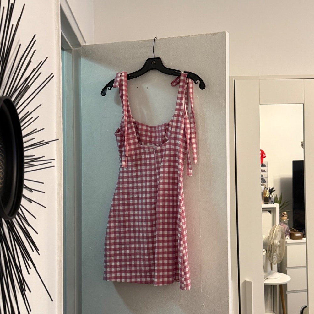 Zara - GINGHAM CHECK DRESS WITH BOWS - XS - Picture 4 of 9